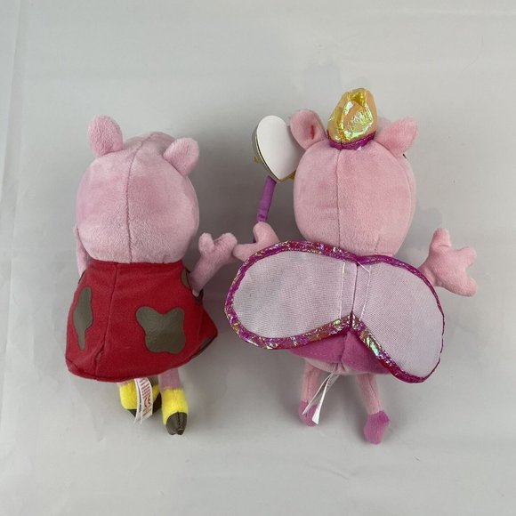 Ty Peppa Pig 7" Plush Stuffed Animals Princess Peppa UK Limited Ed.& Peppa Muddy - Picture 2 of 6